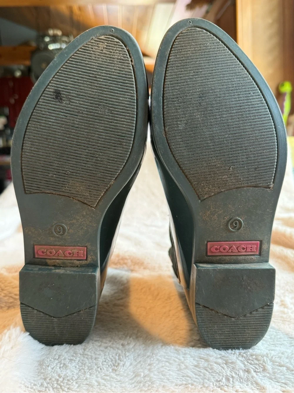Coach Rain Booties in Dark Jade Womens Sz 9